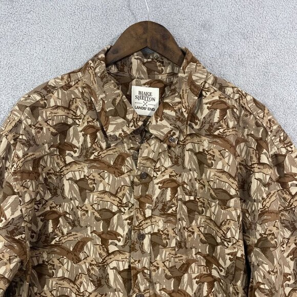 NEW Blake Shelton x Lands' End Mens 3XLT Button-Down Camo Bird Flannel Shirt - Picture 7 of 8